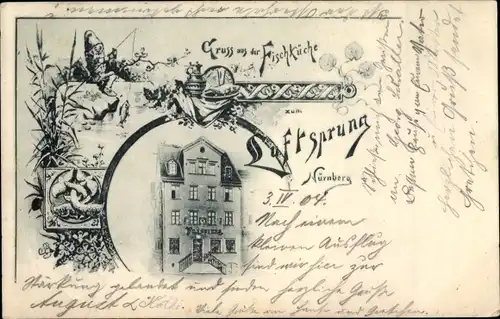 Ak Nürnberg in Mittelfranken, Fischküche zum Luftsprung