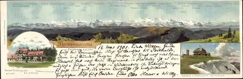 Klapp Litho Feldberg im Schwarzwald, Alpenpanorama, Feldberger Hof, Gasthaus