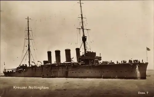 Ak Britisches Kriegsschiff, HMS Nottingham, Kreuzer
