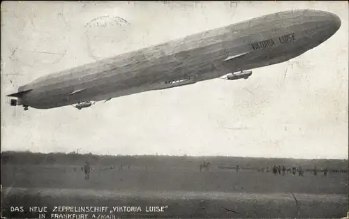 Ak Zeppelin Luftschiff LZ 11 Viktoria Luise, Landung in Frankfurt am Main