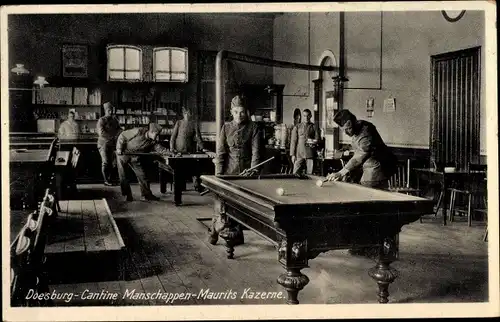 Ak Doesburg Gelderland Niederlande, Cantine Manschappen, Maurits Kazerne, Billard, Kaserne