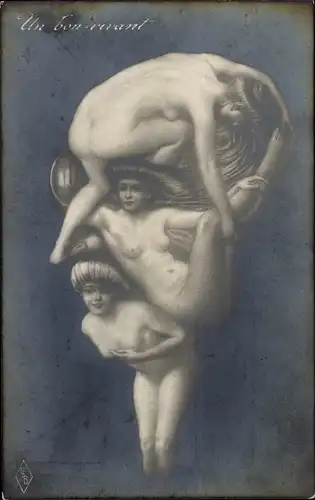 Künstler Ak Frauenkörper, Männergesicht mit Monokel, Metamorphose, PFB