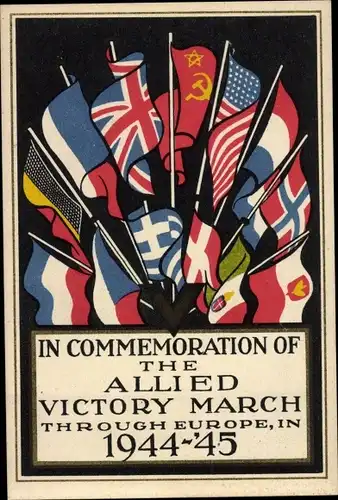 Ak Allied Victory March through Europe in 1944-45, Befreiung Europas durch die Alliierten 2. WK