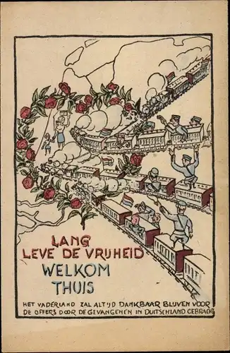 Ak Lang leve de Vrijheid, Kriegsgefangene niederländische Soldaten kehren heim, II WK