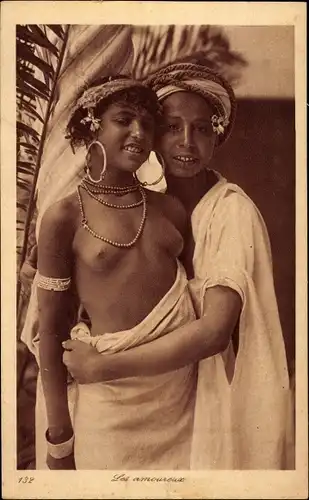 Ak Les amoureux, Araberin, Busen, Mann, Maghreb