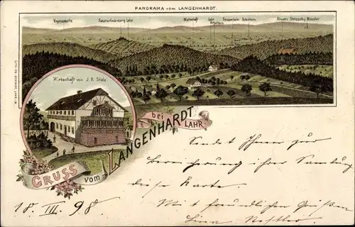 Litho Langenhardt Lahr im Schwarzwald Baden, Wirtschaft von J. F. Stolz, Panorama