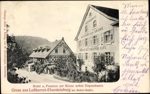 Ak Ebersteinburg Baden Baden am Schwarzwald, Gasthaus zur Krone, Hotel, Dependance