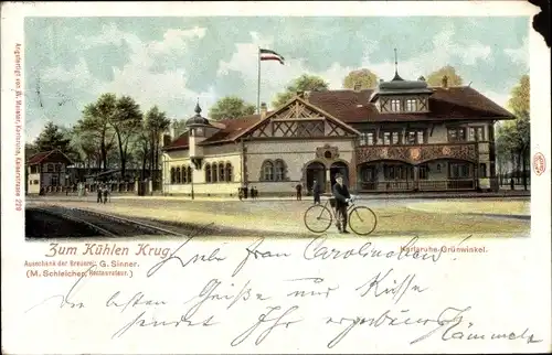 Ak Grünwinkel Karlsruhe in Baden, Zum Kühlen Krug, Ausschank der Brauerei G. Sinner