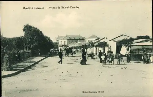 Ak Oudjda Oujda Marokko, Avenue de Bab el Kermiss, Straßenpartie