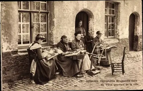 Ak Bruges Brügge Flandern Westflandern, Dentellieres, Lace Workmen, Klöppeln