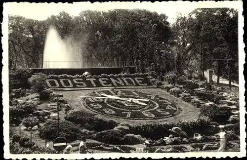 Ak Oostende Ostende Westflandern, Blumenuhr
