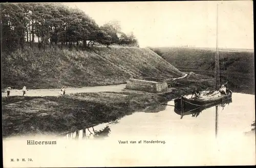 Ak Hilversum Nordholland Niederlande, Vaart van af Hondenbrug, Boot