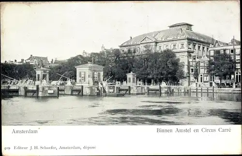 Ak Amsterdam Nordholland Niederlande, Binnen Amstel en Circus Carre