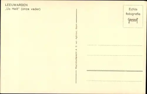 Ak Leeuwarden Friesland Niederlande, Us Heit (onze vader)