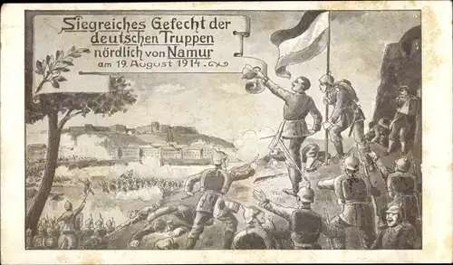 Ak Namur Wallonien, Siegreiches Gefecht der deutschen Truppen 1914