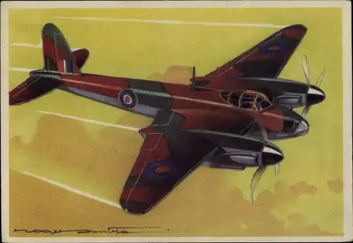 Künstler Ak De Havilland Mosquito, britisches Bomberflugzeug