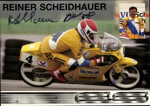 Ak Motorrennsport, Rennfahrer Reiner Scheidhauer, Motorrad Seel 80 ccm, Autogramm