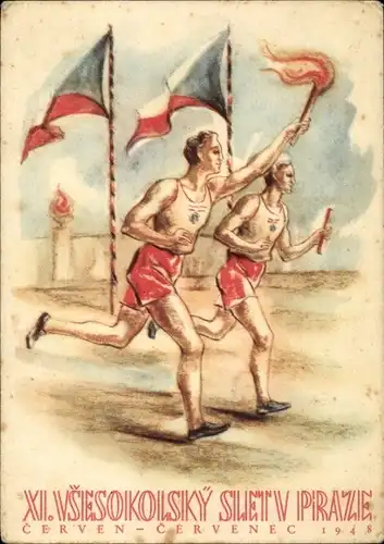 Ak Praha Prag Tschechien, XI. Vsesokolsky Slet v Praze, Cerven - Cervenec 1948