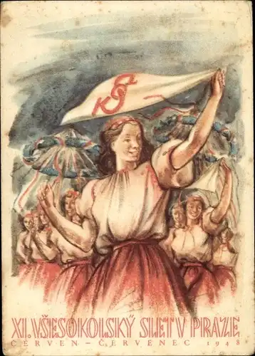 Ak Praha Prag Tschechien, XI. Vsesokolsky Slet v Praze, Cerven - Cervenec 1948