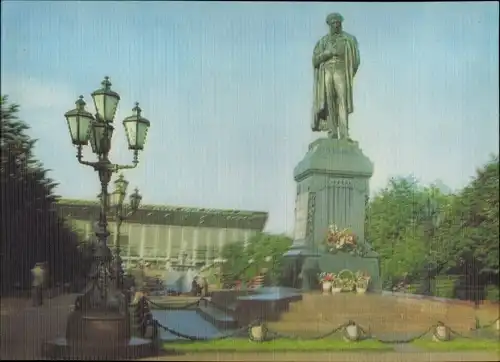 3D Ak Moskau Russland, Puschkin Monument, Denkmal