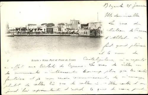 Ak Bizerte Tunesien, Vieux Port et Place de France