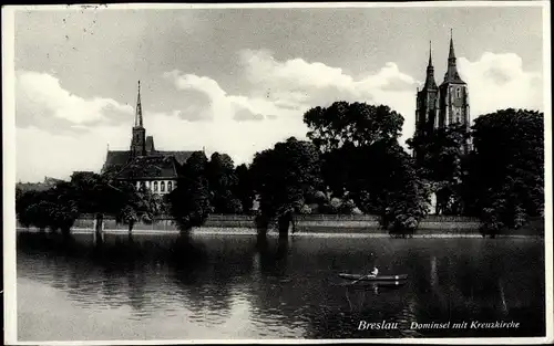 Ak Wrocław Breslau Schlesien, Dominsel mit Kreuzkirche