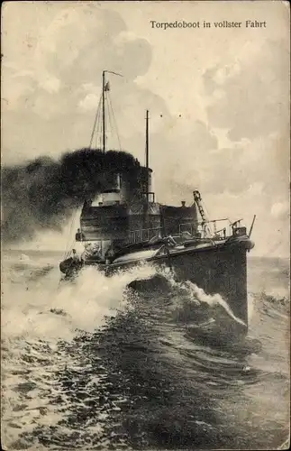 Ak Deutsches Kriegsschiff, Torpedoboot in voller Fahrt, Kaiserliche Marine