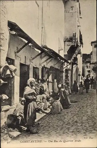 Ak Constantine Algerien, Une Rue du Quartier Arabe