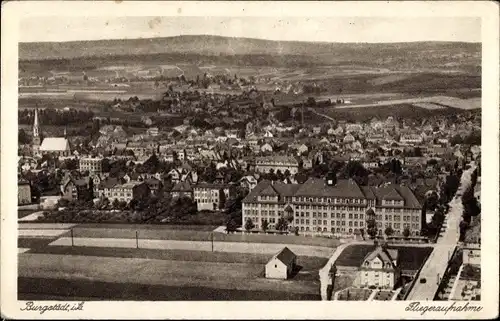 Ak Burgstädt Sachsen, Panorama, Fliegeraufnahme, Kirche