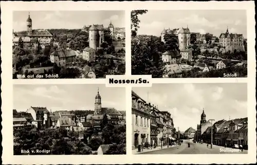 Ak Nossen in Sachsen, Blick auf das Schloss, Stalinplatz, Blick v. Rodigt