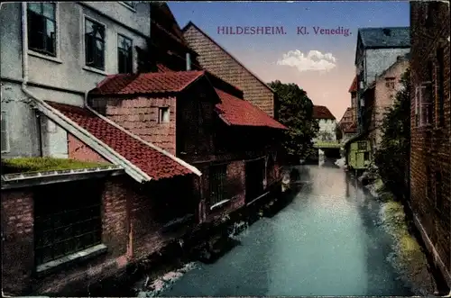 Ak Hildesheim in Niedersachsen, Klein Venedig, Häuserpartie, Kanal