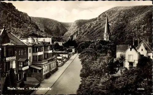 Ak Thale im Harz Sachsen Anhalt, Hubertusstraße, Kirchturm
