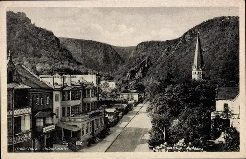 Ak Thale im Harz Sachsen Anhalt, Hubertusstraße, Kirchturm