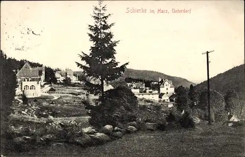 Ak Schierke Wernigerode am Harz, Teilansicht vom Unterdorf
