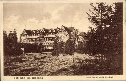Ak Schierke Wernigerode am Harz, Heim Brocken-Scheideck, Außenansicht