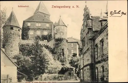 Ak Zwingenberg am Neckar Baden, Schlosshof