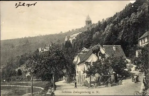 Ak Zwingenberg am Neckar Baden, Teilansicht des Ortes, Schloss