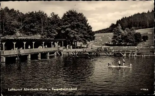 Ak Altenbrak Thale im Harz, Partie im Bergschwimmbad, Freibad