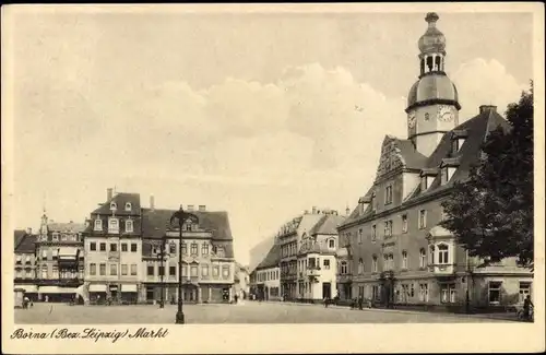 Ak Borna im Kreis Leipzig, Marktplatz, Rathaus