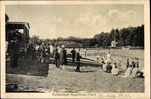 Ak Hasselfelde Oberharz am Brocken, Waldseebad, Gäste