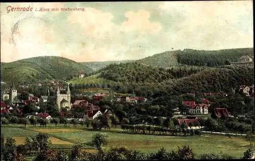 Ak Gernrode Quedlinburg im Harz, Panorama mit Stubenberg