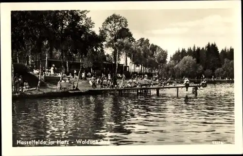 Ak Hasselfelde Oberharz am Brocken, Waldsee Bad, Gäste