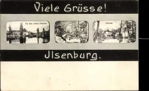 Ak Ilsenburg am Nordharz, Zu den roten Forellen, Schloss