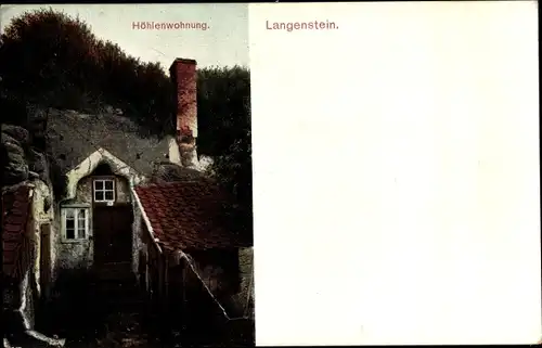 Ak Langenstein Halberstadt im Harz, Höhlenwohnung