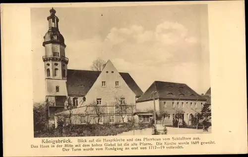 Ak Königsbrück in der Oberlausitz, Hauptkirche, Pfarrhaus