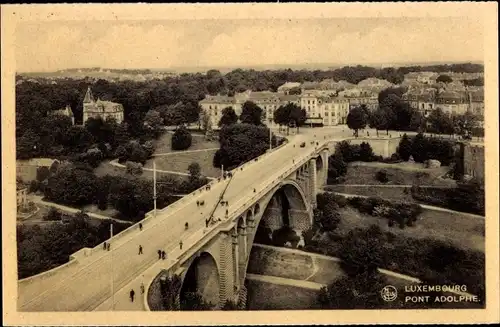 Ak Luxemburg, Pont Adolphe, Adolfbrücke, Luftaufnahme