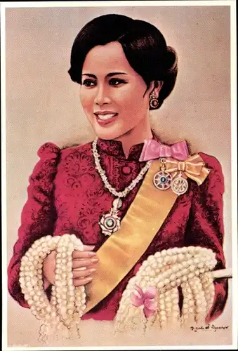 Künstler Ak Thailand, Königin Sirikit, Portrait