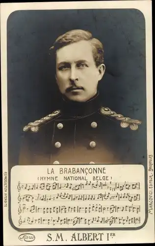 Lied Ak La Brabanconne, Hymne National Belge, Albert I, König von Belgien, Portrait