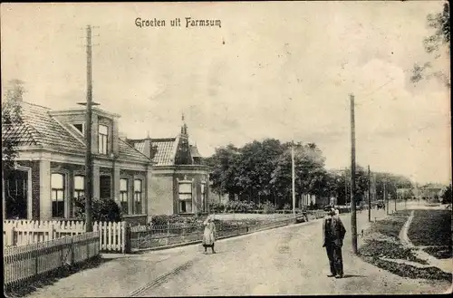 Ak Farmsum Groningen, Straßenpartie