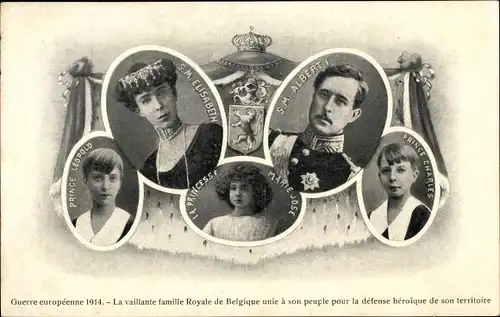 Ak König Albert I. von Belgien, Königin Elisabeth Gabriele, Leopold, Marie Jose, Charles